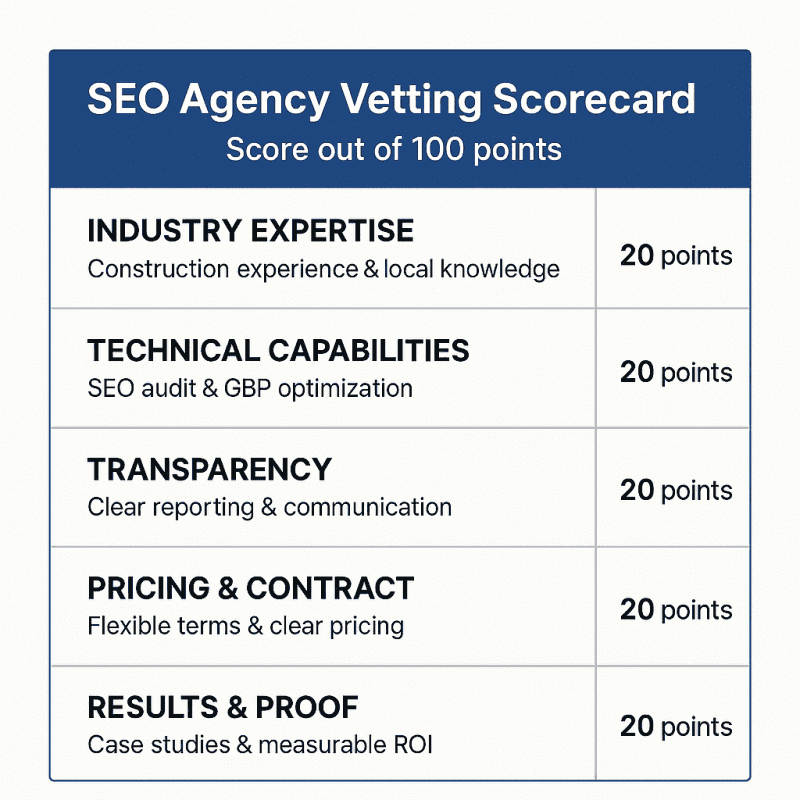 SEO Agency Vetting Scorecard