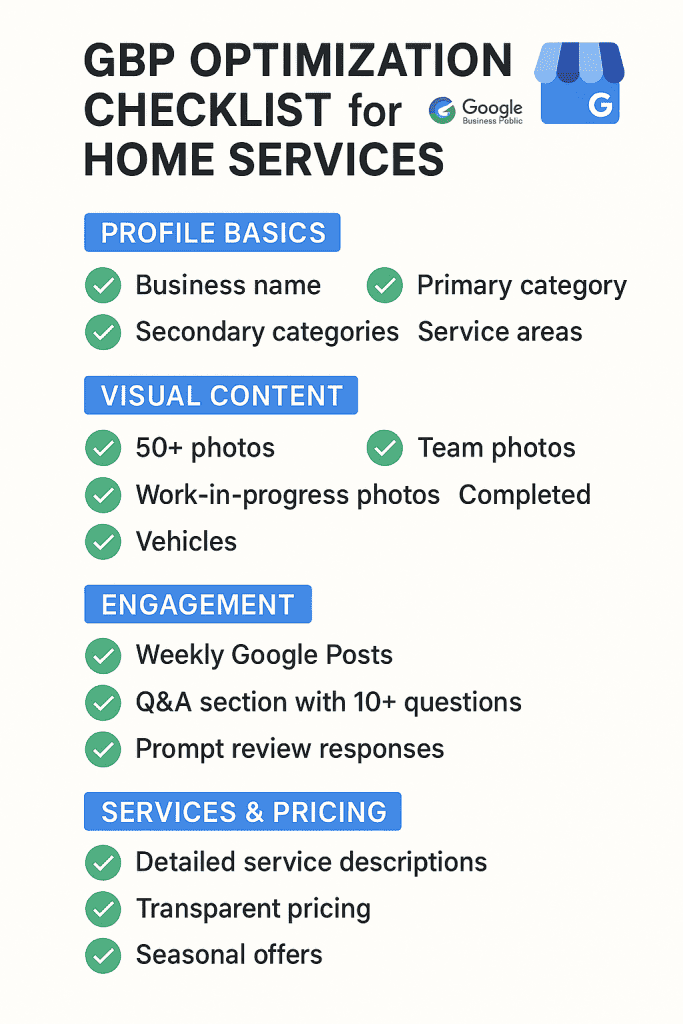 GBP Optimization Checklist for Home Services