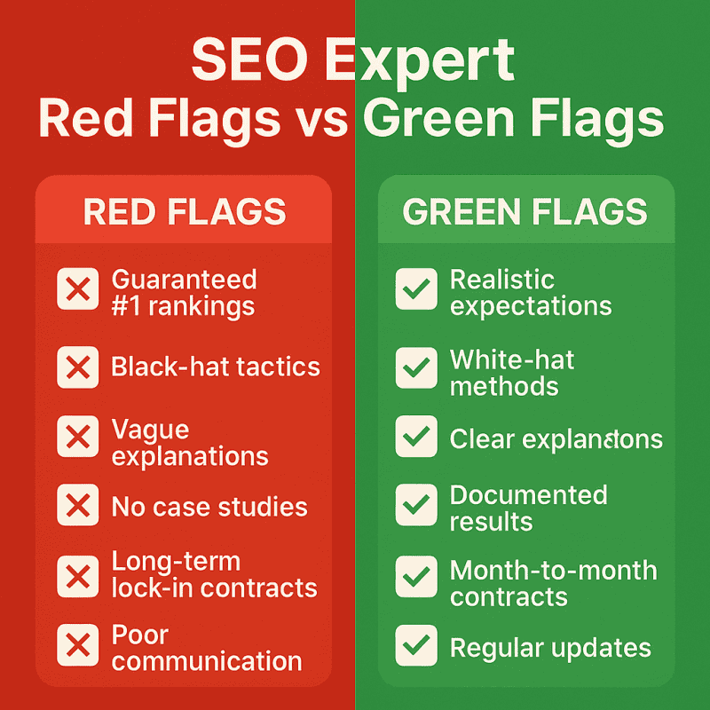 SEO Expert Red Flags vs Green Flags
