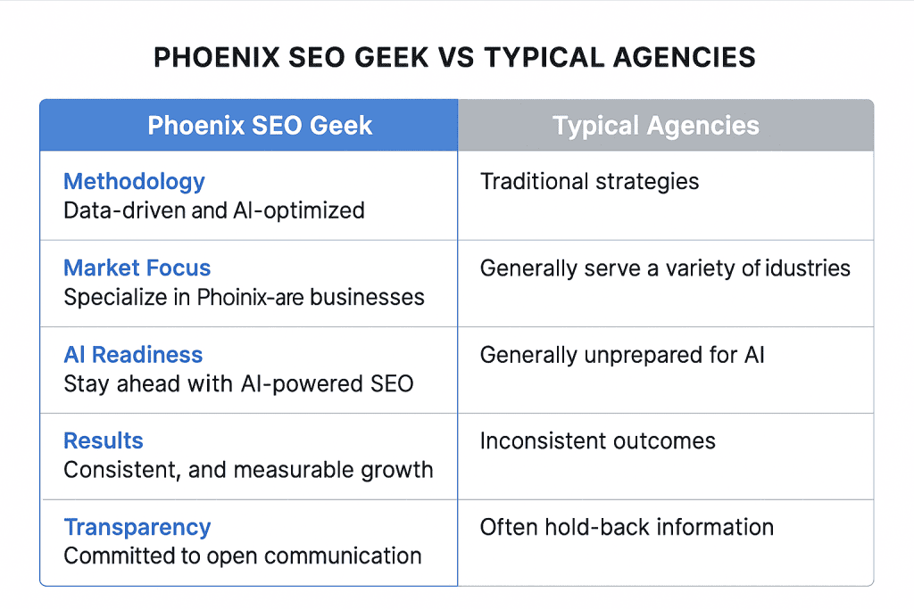 Phoenix SEO Geek vs Typical Agencies