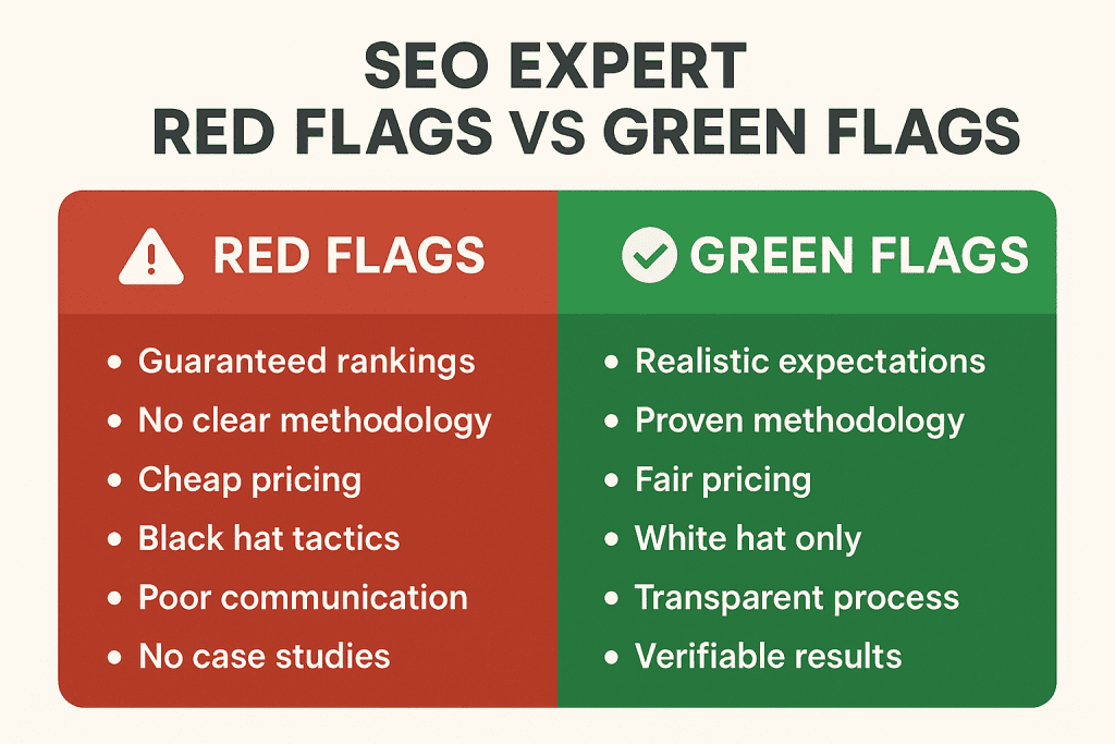 SEO Expert Red Flags vs Green Flags